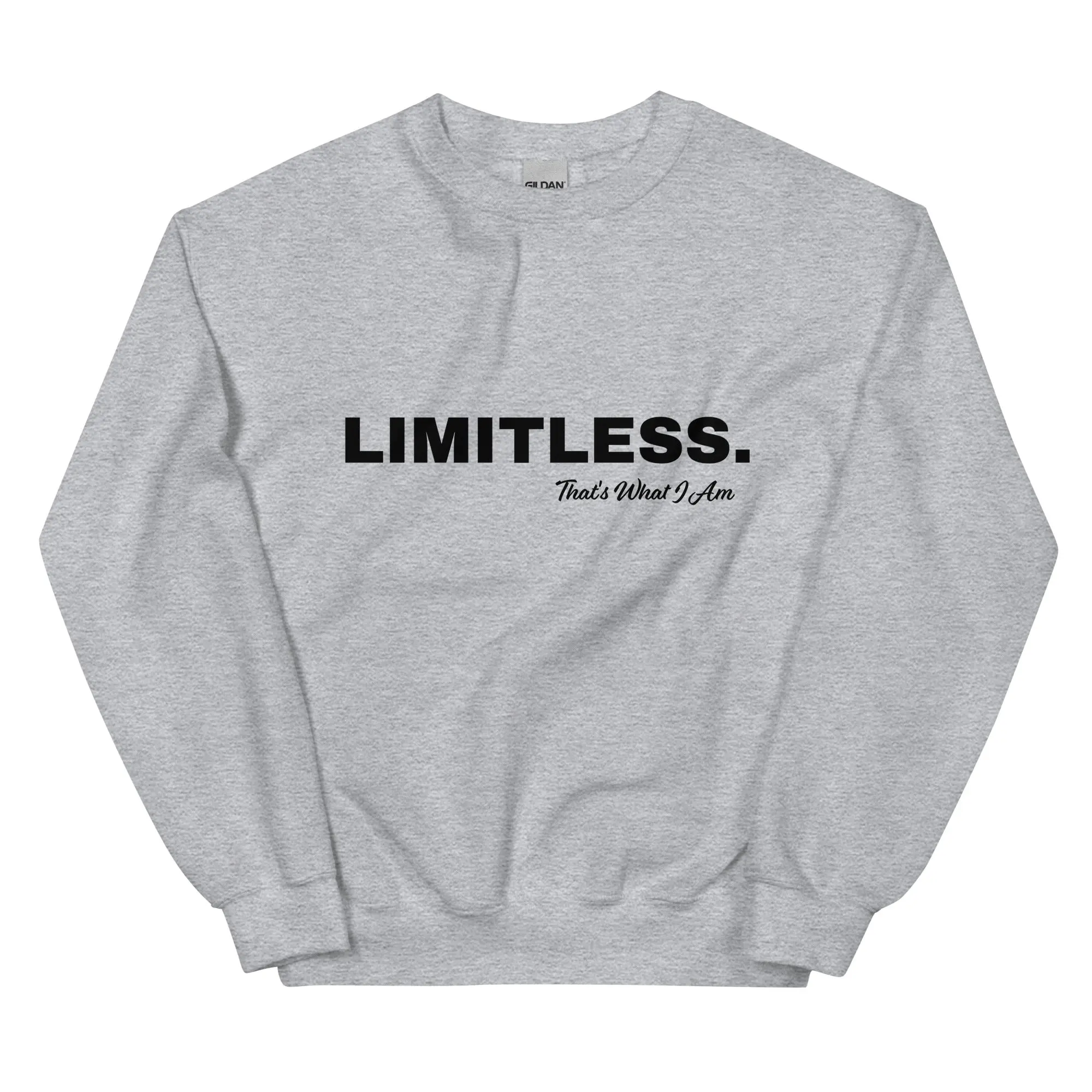 LIMITLESS Unisex Sweatshirt in various colors, showcasing its classic fit and soft texture.