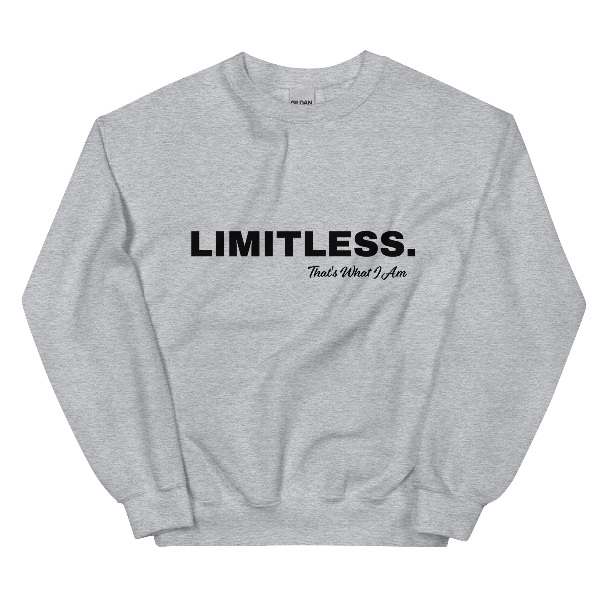 LIMITLESS Unisex Sweatshirt in various colors, showcasing its classic fit and soft texture.