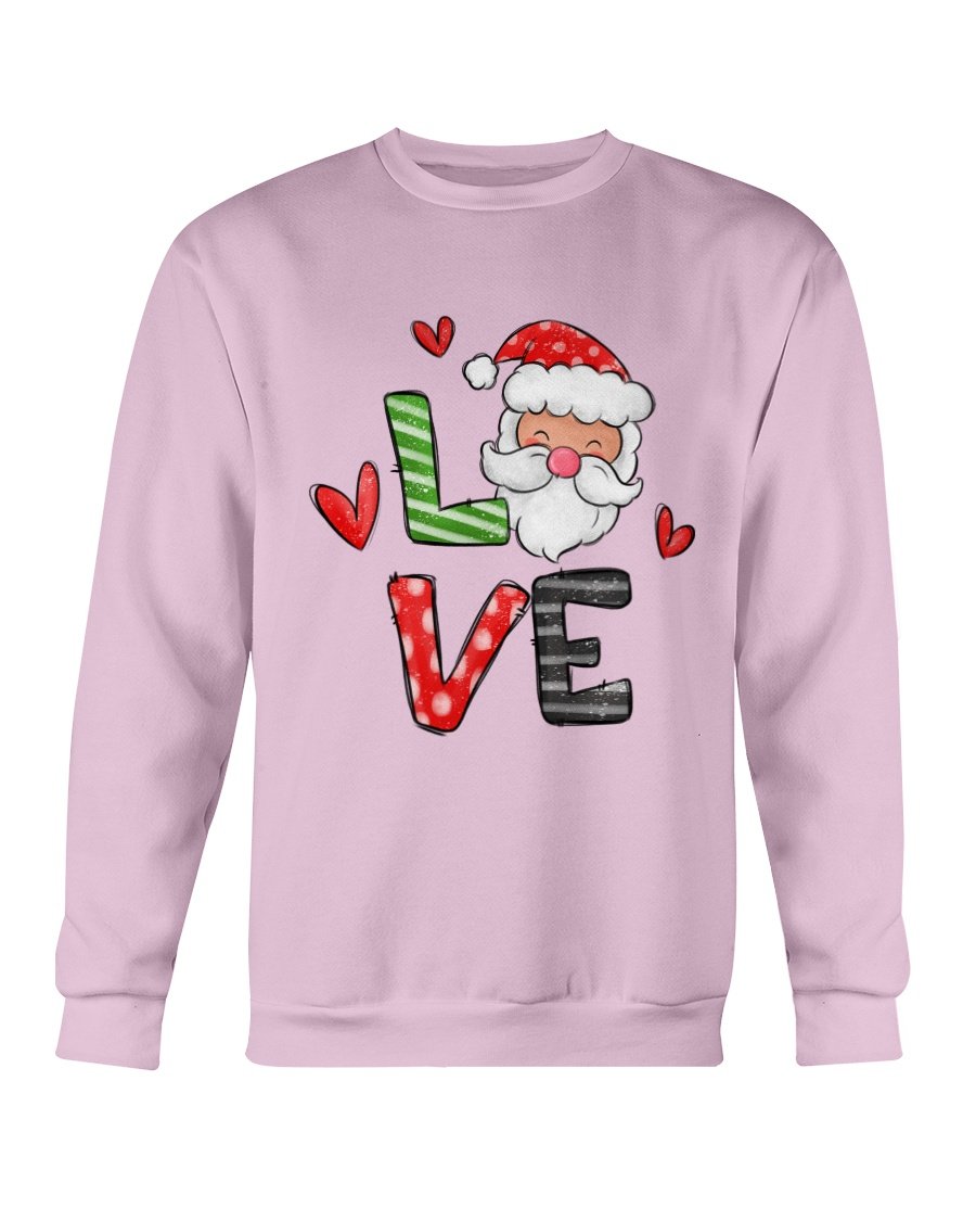 Love Santa Christmas Sweatshirt featuring a festive design, made from soft cotton-polyester blend, perfect for holiday celebrations.