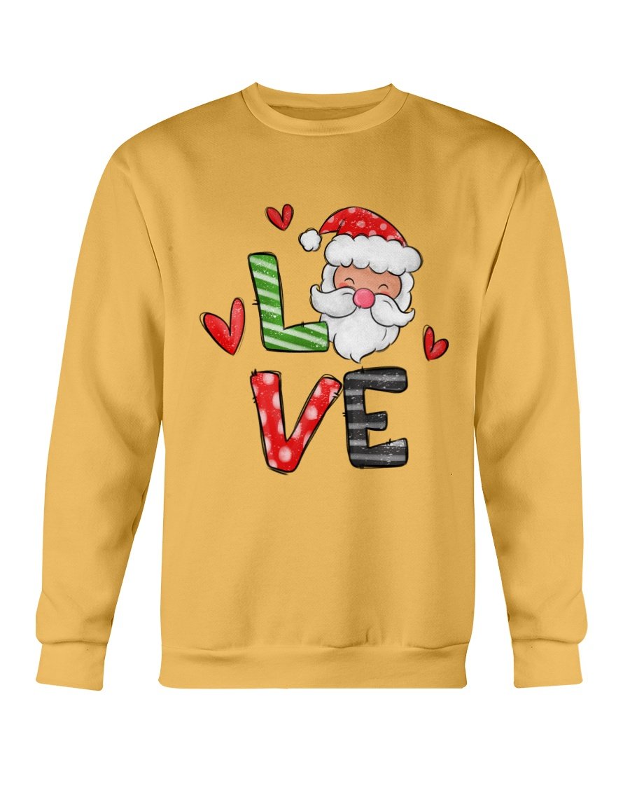 Love Santa Christmas Sweatshirt featuring a festive design, made from soft cotton-polyester blend, perfect for holiday celebrations.