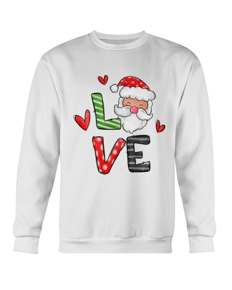 Love Santa Christmas Sweatshirt featuring a festive design, made from soft cotton-polyester blend, perfect for holiday celebrations.