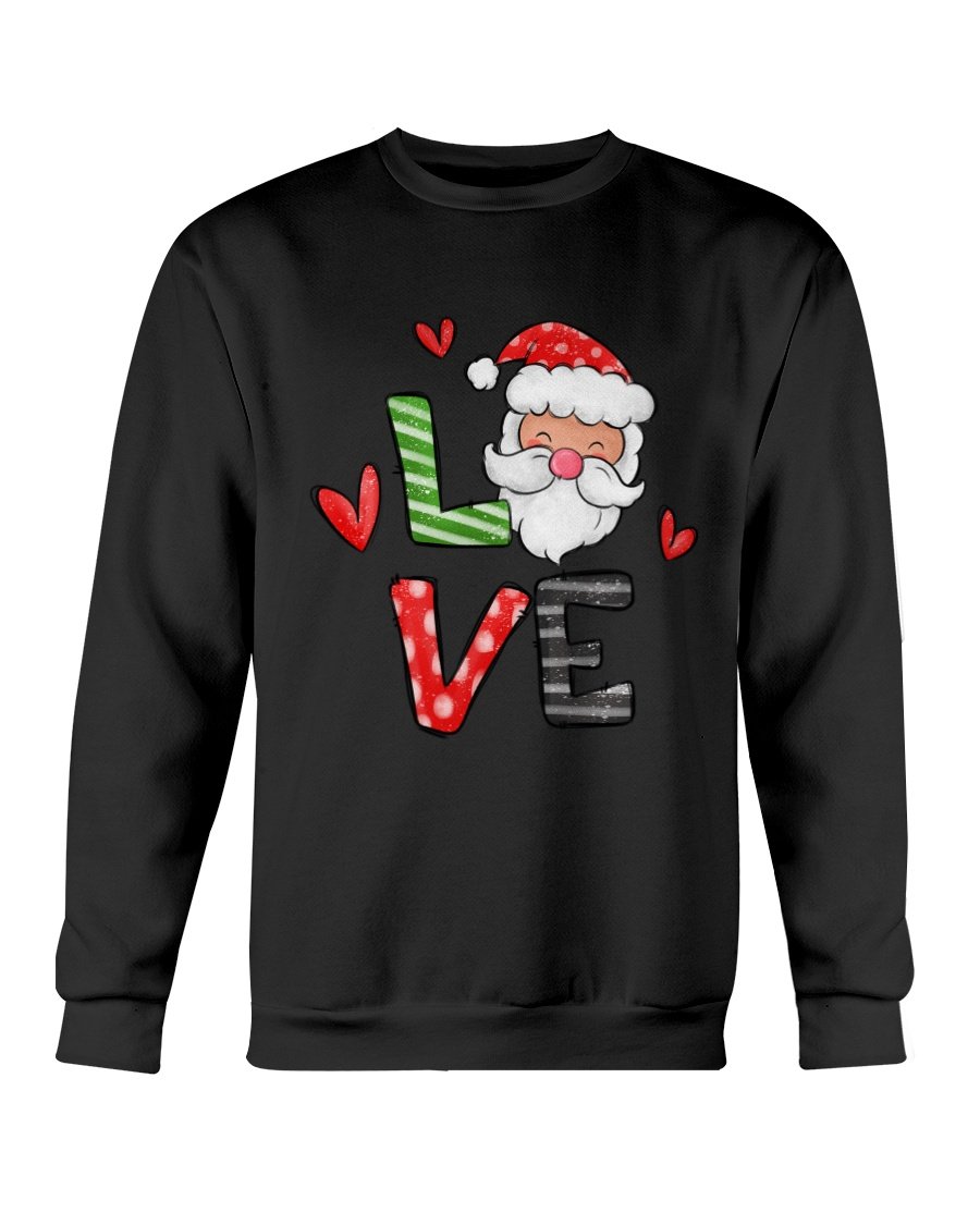 Love Santa Christmas Sweatshirt featuring a festive design, made from soft cotton-polyester blend, perfect for holiday celebrations.