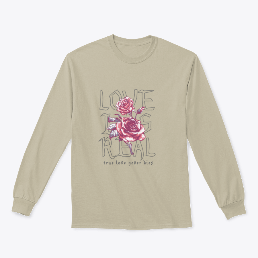 A stylish graphic illustration print featuring a rose and love slogan on a comfortable cotton fabric.