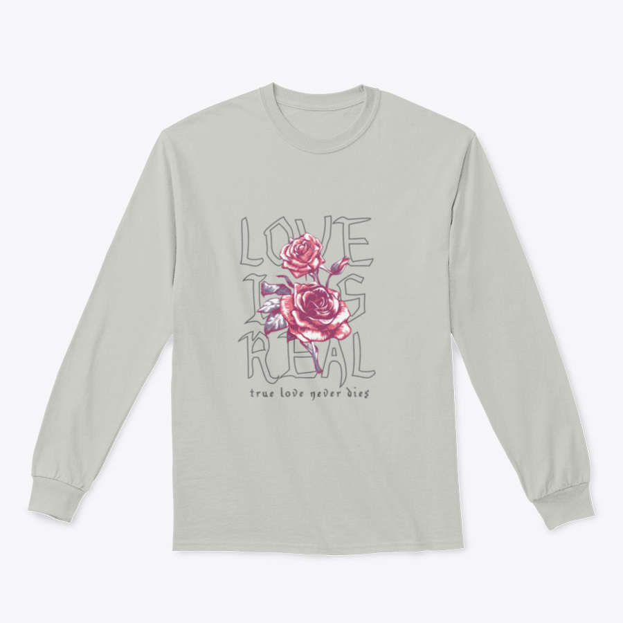 A stylish graphic illustration print featuring a rose and love slogan on a comfortable cotton fabric.