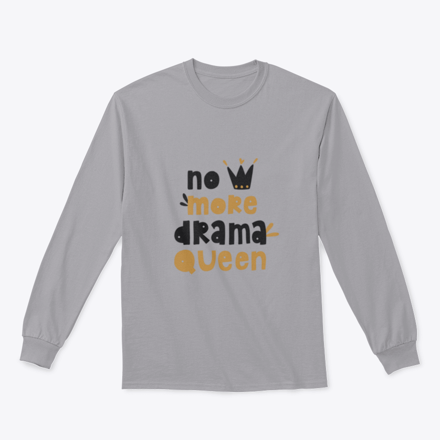 A stylish t-shirt featuring hand-drawn vector lettering saying 'No More Drama Queen', showcasing a humorous and trendy design.