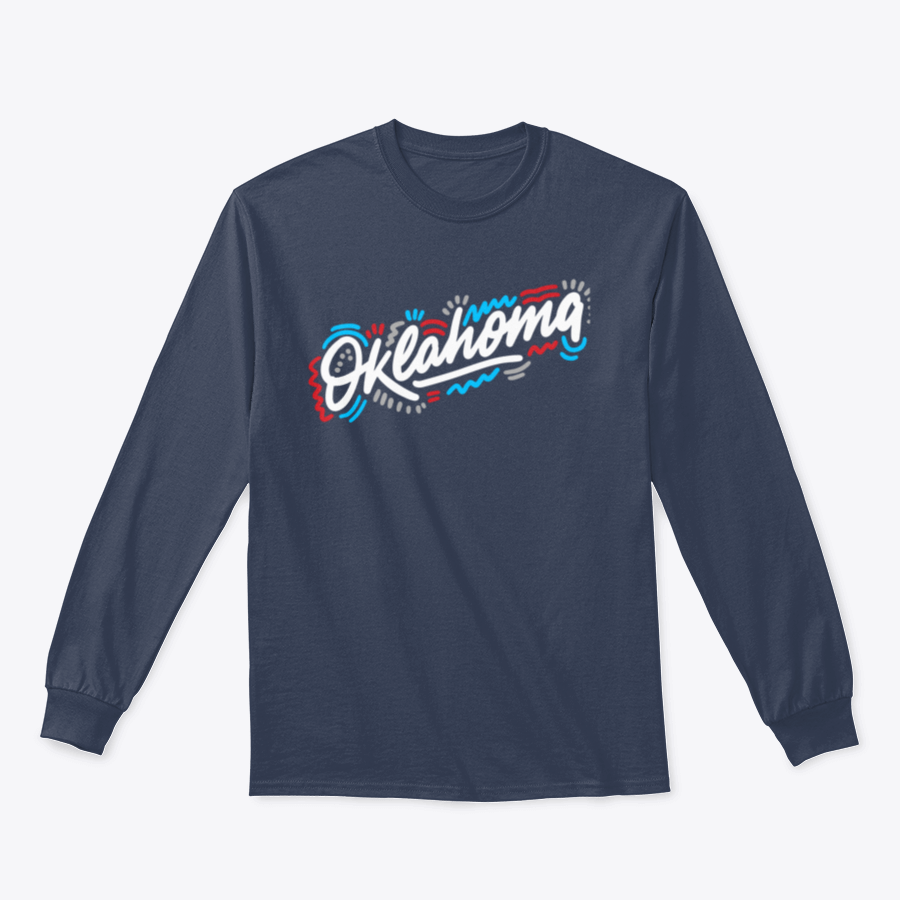 Oklahoma Handwritten City Name Sweatshirt in a classic fit, showcasing soft cotton fabric and stylish design.