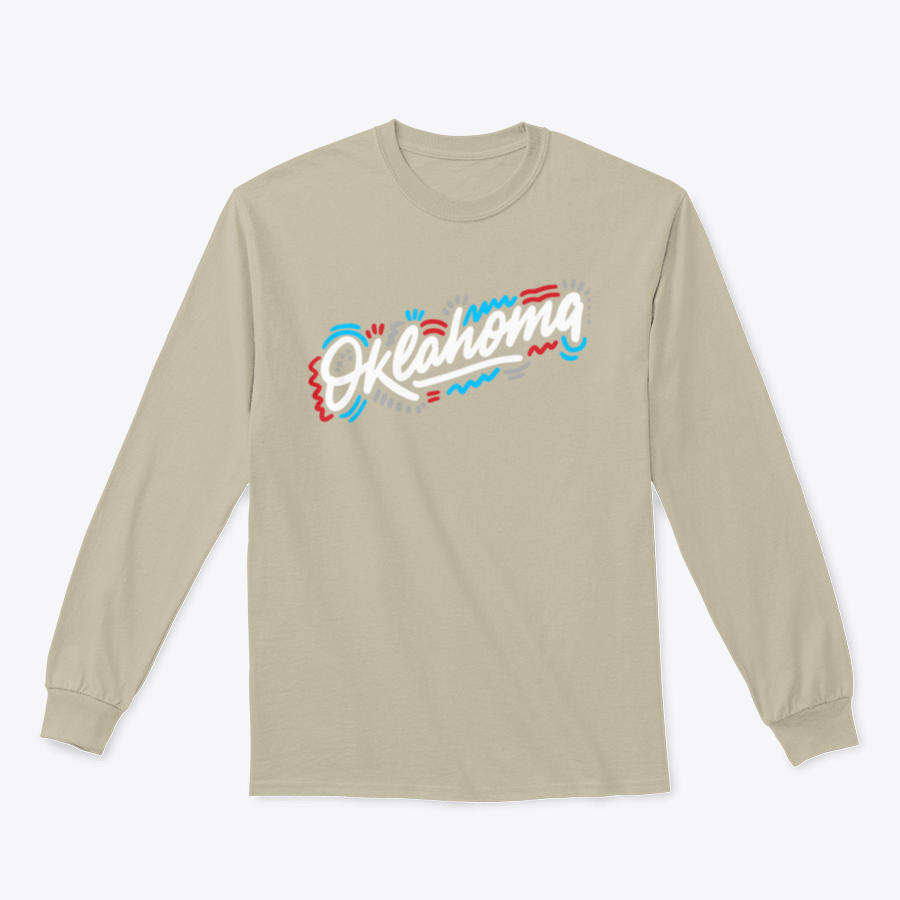 Oklahoma Handwritten City Name Sweatshirt in a classic fit, showcasing soft cotton fabric and stylish design.