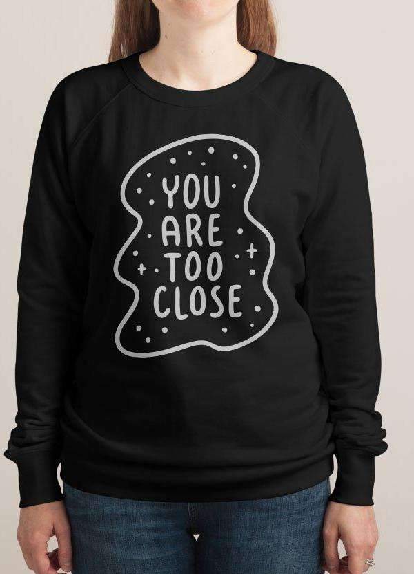 A stylish Personal Space Women Sweat Shirt featuring a vibrant all-over print design, showcasing galaxy and nebula patterns, perfect for casual wear.