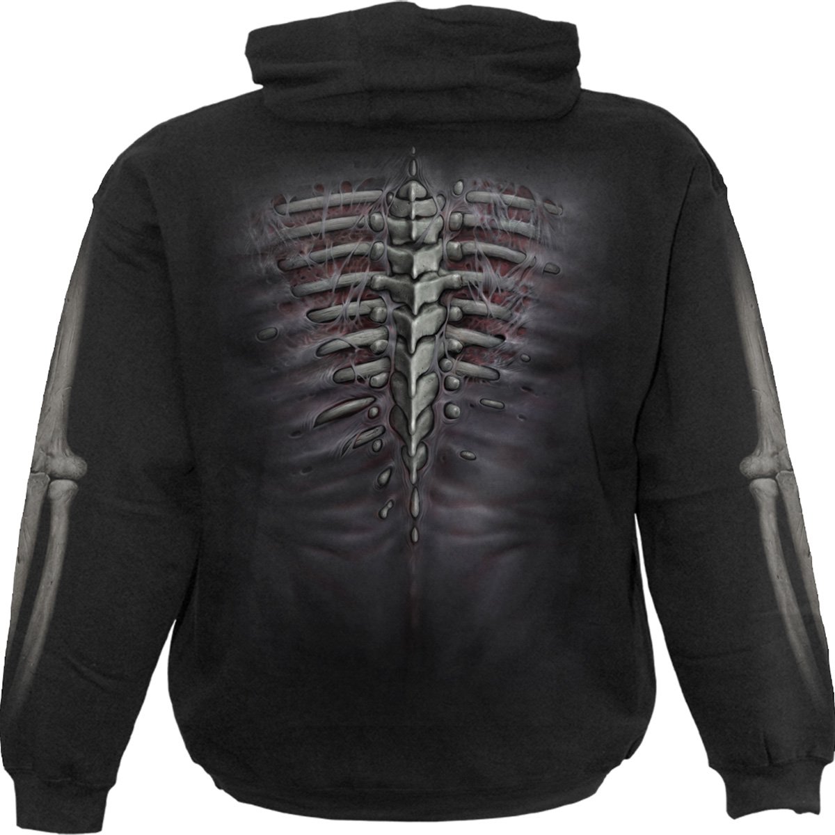 RIPPED Side Pocket Hoody Black featuring a ripped muscle design and tribal tattoo, made from 100% cotton fleece.