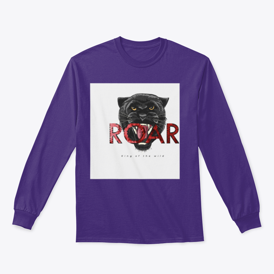 Stylish T-shirt featuring a sequins glitter panther head illustration with the Roar slogan, made from soft cotton fabric.