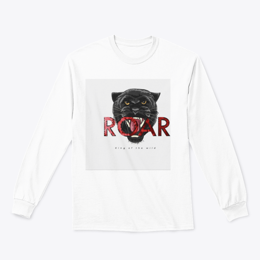 Stylish T-shirt featuring a sequins glitter panther head illustration with the Roar slogan, made from soft cotton fabric.