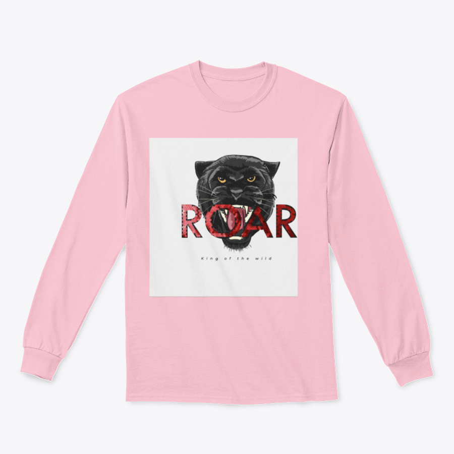 Stylish T-shirt featuring a sequins glitter panther head illustration with the Roar slogan, made from soft cotton fabric.