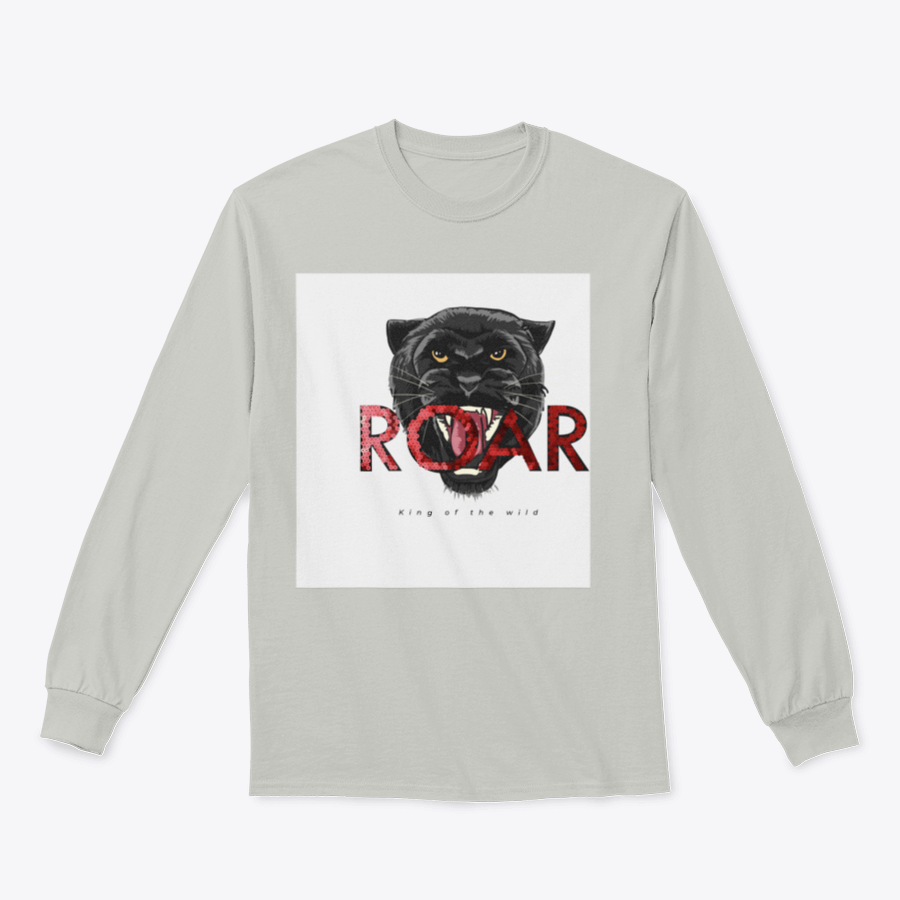 Stylish T-shirt featuring a sequins glitter panther head illustration with the Roar slogan, made from soft cotton fabric.