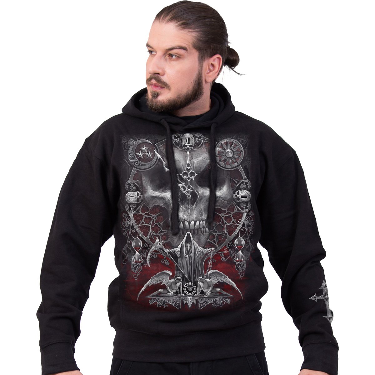 SANDS OF DEATH Hoody Black made from 100% cotton fleece, featuring a stylish design and comfortable fit.