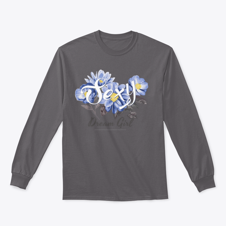 A stylish blue flower t-shirt design featuring sexy text, made from 100% cotton for comfort.