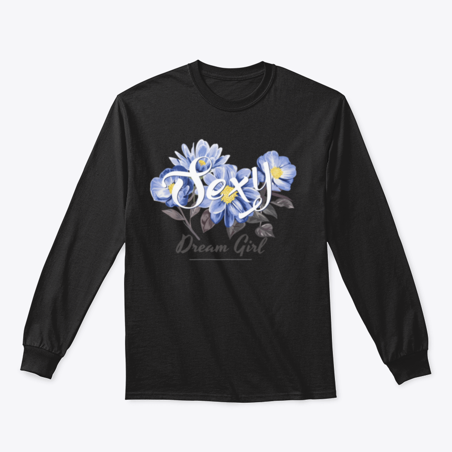 A stylish blue flower t-shirt design featuring sexy text, made from 100% cotton for comfort.