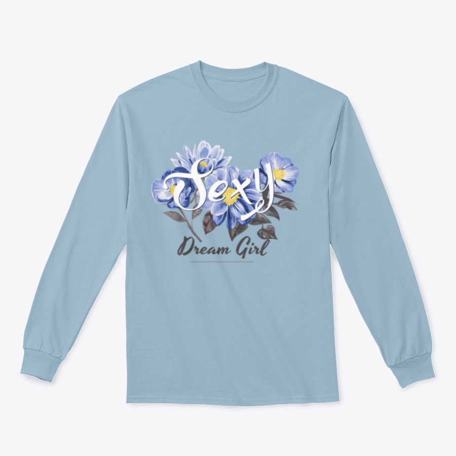 A stylish blue flower t-shirt design featuring sexy text, made from 100% cotton for comfort.