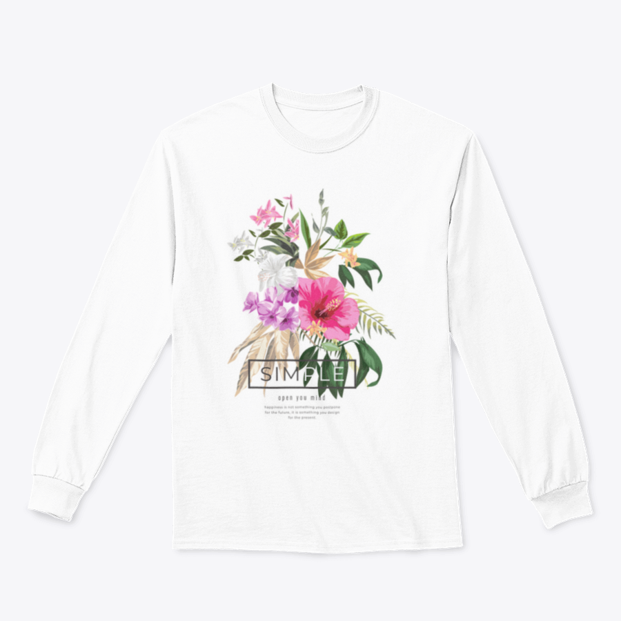 A vibrant Simple Tropical Flowers and Orchid T-shirt design featuring colorful floral patterns on a soft cotton fabric.