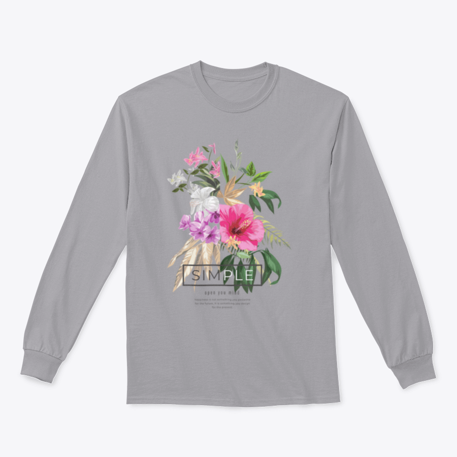 A vibrant Simple Tropical Flowers and Orchid T-shirt design featuring colorful floral patterns on a soft cotton fabric.