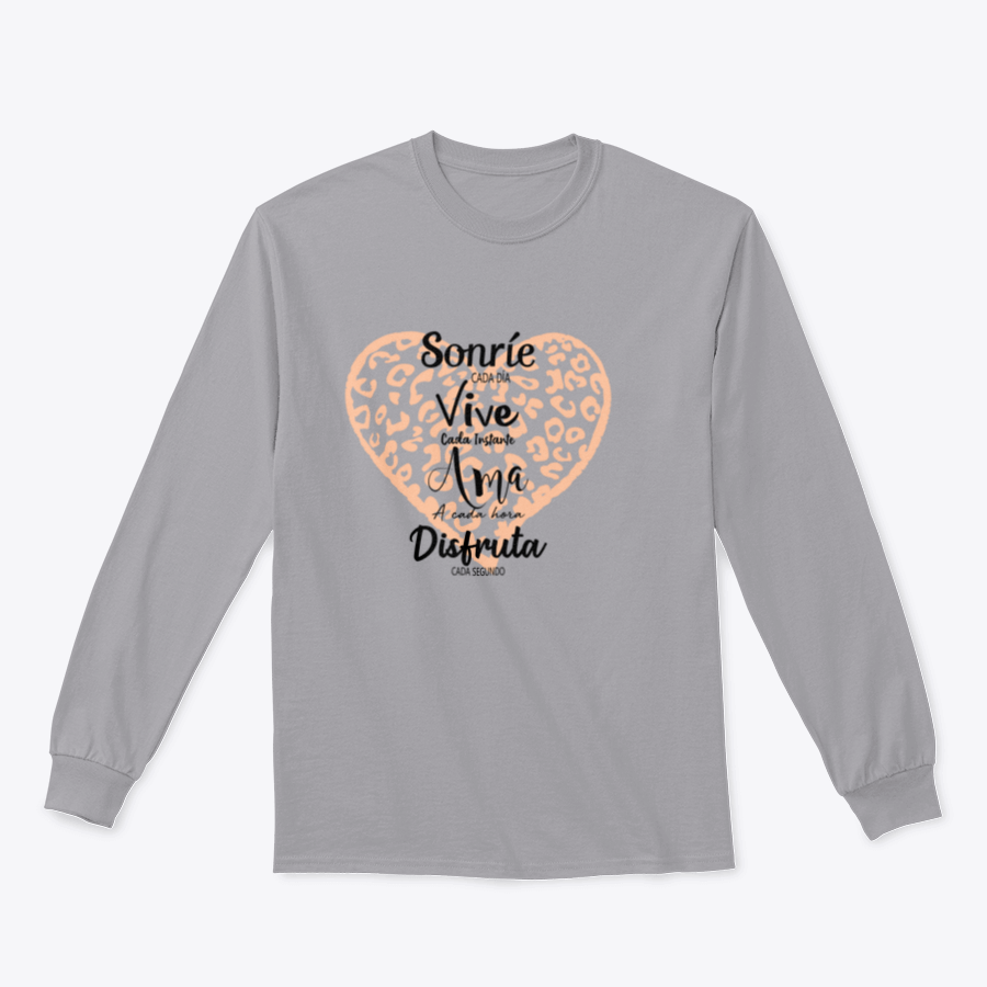 A stylish t-shirt featuring the uplifting phrase 'Smile Every Day, Live Every Moment, Love Every Hour, Enjoy Every' in a vibrant design.