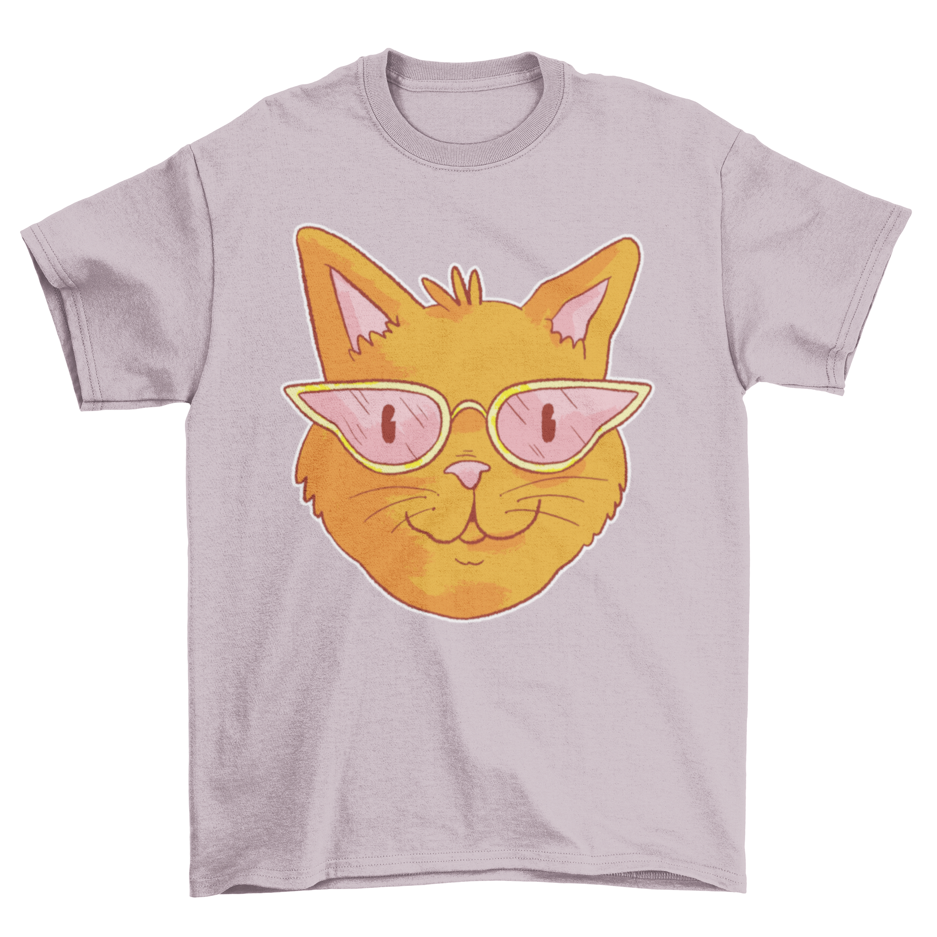 A stylish cat wearing glasses on a trendy t-shirt design.