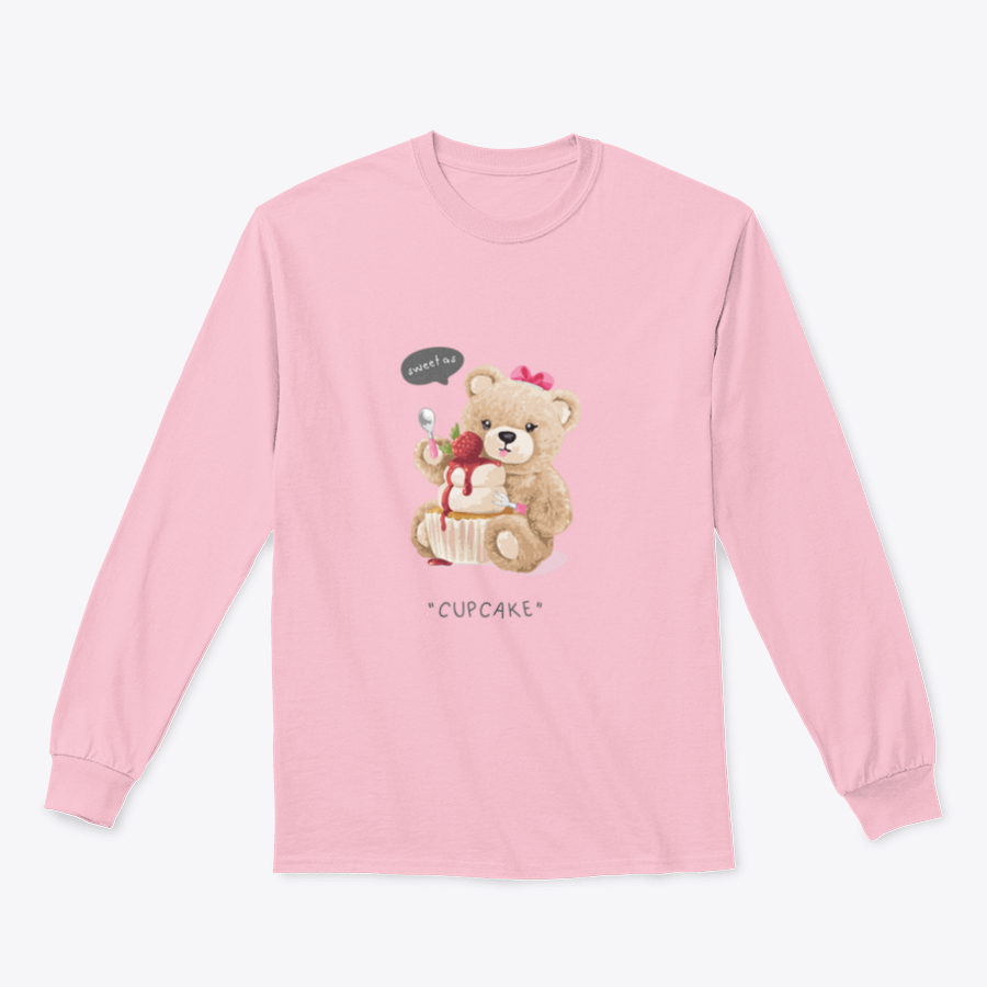 Sweet As Cupcake T-shirt featuring a cute bear doll eating a cupcake, showcasing a playful and whimsical design.