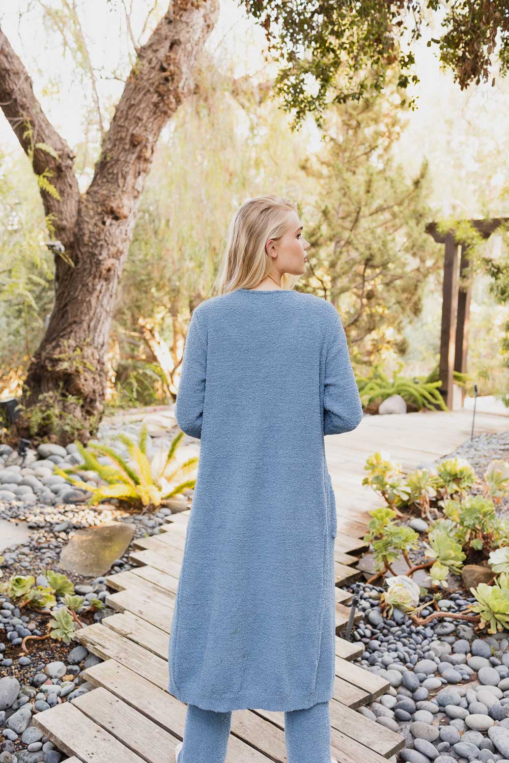 A cozy Ultra-soft Boucle Longline Cardigan in a stylish design, perfect for chilly days and nights.