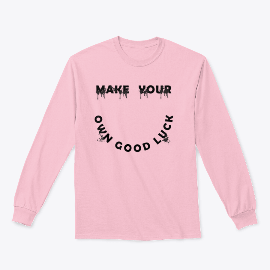 Urban Neon Make Your Own Good Luck Slogan Print featuring a happy face design on a soft cotton fabric.