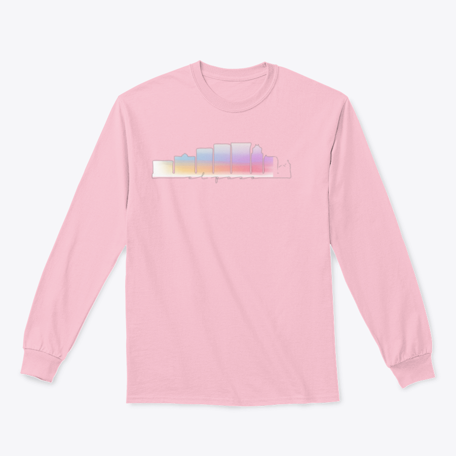 A stylish sweatshirt featuring a watercolor illustration of the USA skyline, showcasing vibrant colors and a comfortable fit.