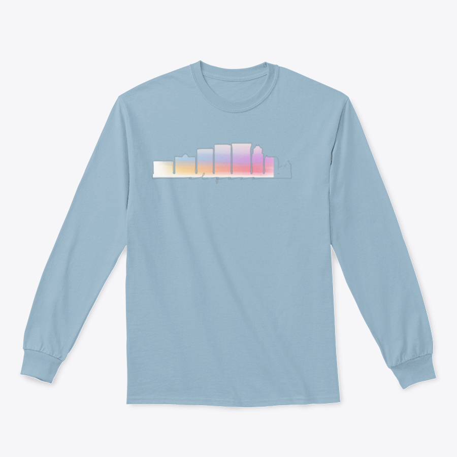 A stylish sweatshirt featuring a watercolor illustration of the USA skyline, showcasing vibrant colors and a comfortable fit.