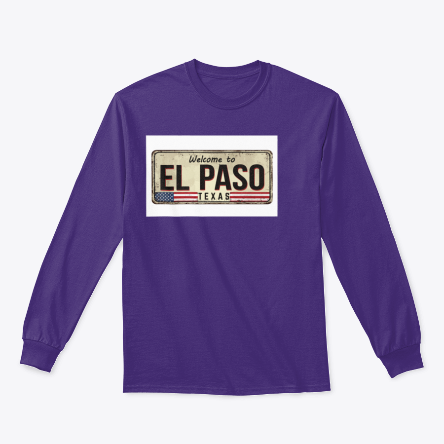 A stylish Welcome To El Paso Vintage Sweatshirt in grey, showcasing its classic fit and soft fabric, perfect for casual wear.