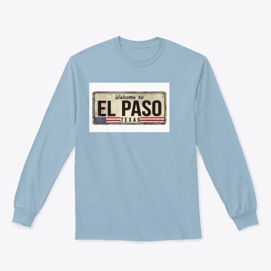 A stylish Welcome To El Paso Vintage Sweatshirt in grey, showcasing its classic fit and soft fabric, perfect for casual wear.