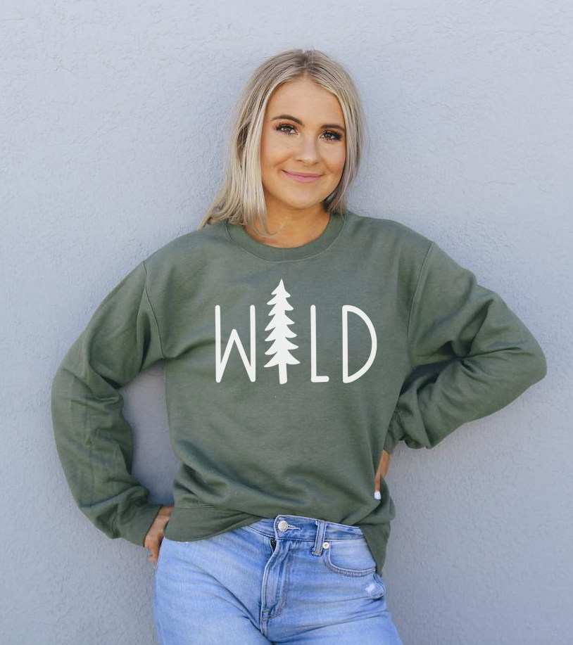 A cozy Wild Sweatshirt featuring a crew neck, made from soft air-jet spun yarn, perfect for casual wear.