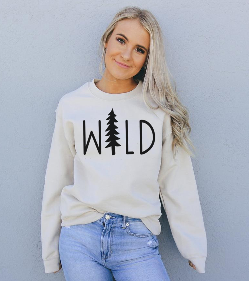 A cozy Wild Sweatshirt featuring a crew neck, made from soft air-jet spun yarn, perfect for casual wear.