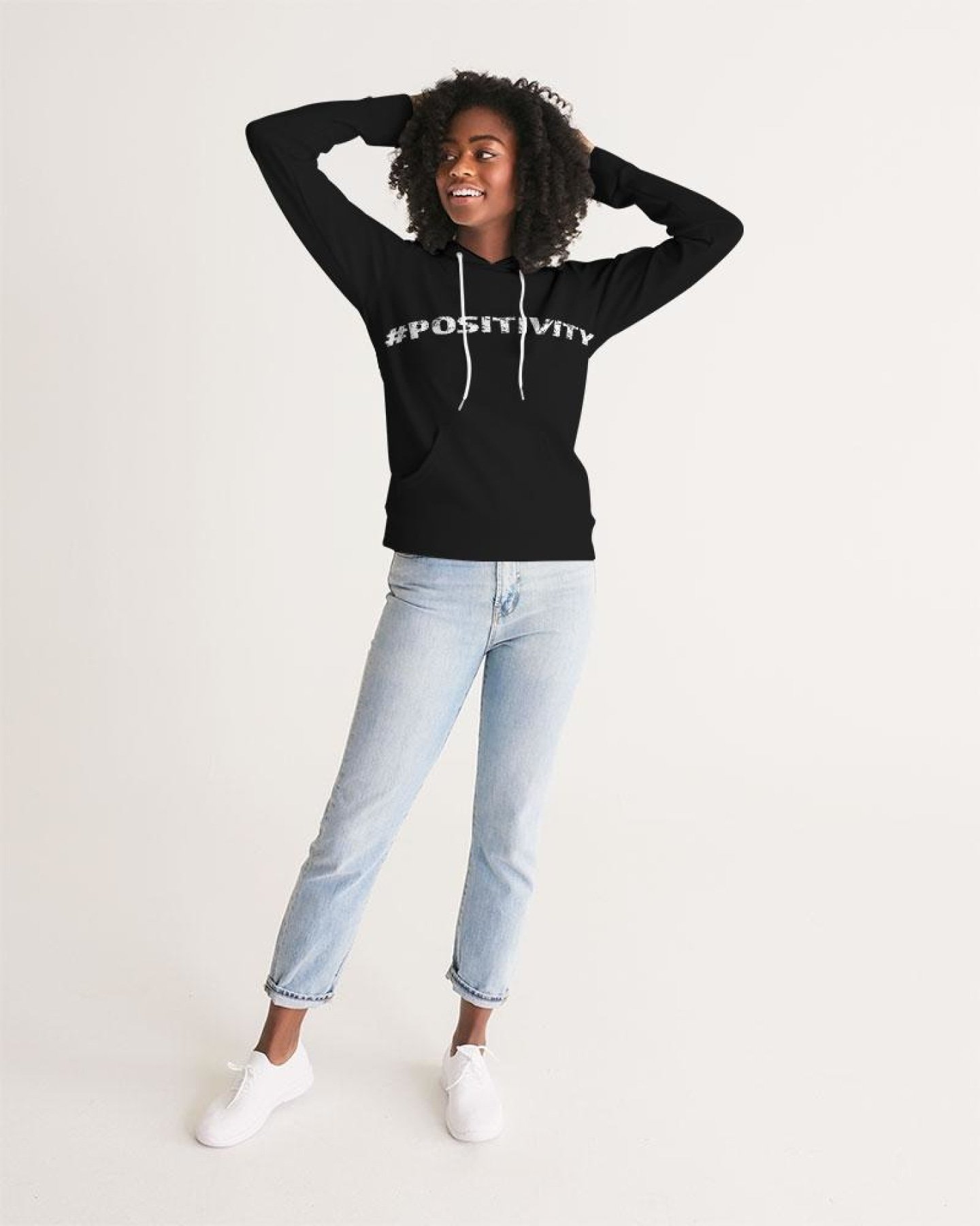 A stylish women's pullover hoodie featuring a custom graphic design, adjustable drawstring hood, and front hand pocket, made from premium fabric.