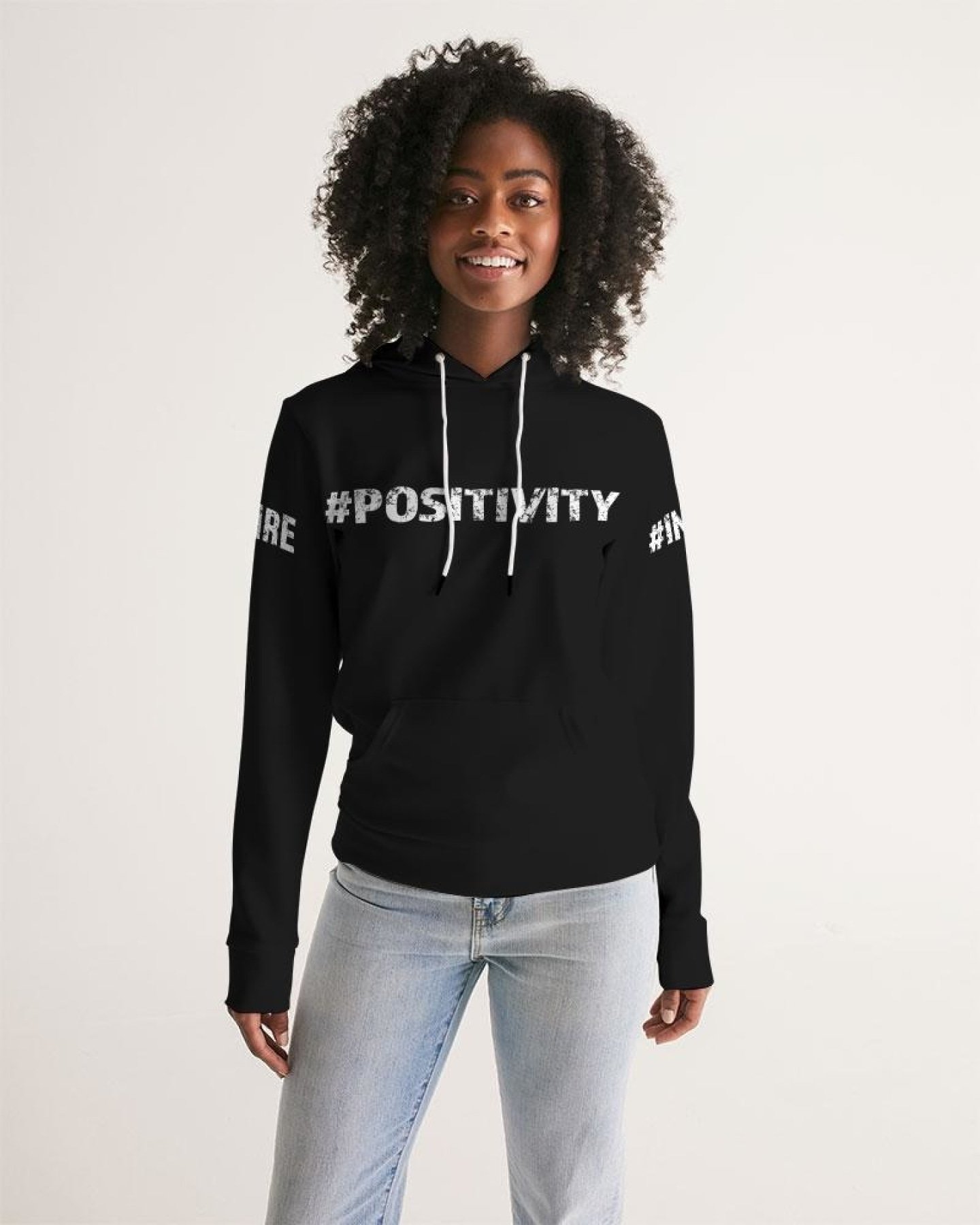 A stylish women's pullover hoodie featuring a custom graphic design, adjustable drawstring hood, and front hand pocket, made from premium fabric.