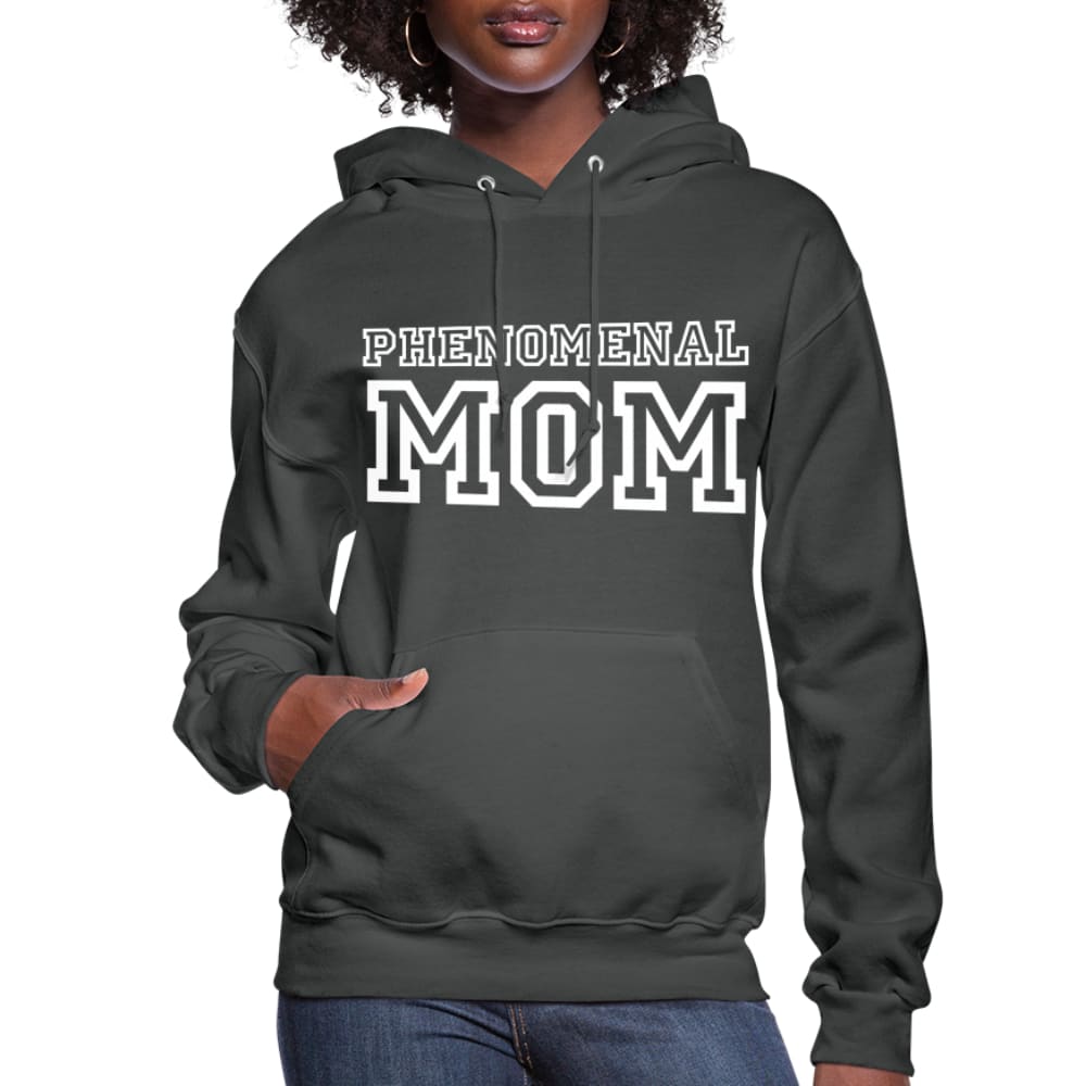 A stylish women's pullover hoodie featuring a graphic design celebrating moms, with a drawstring hood and ribbed cuffs.