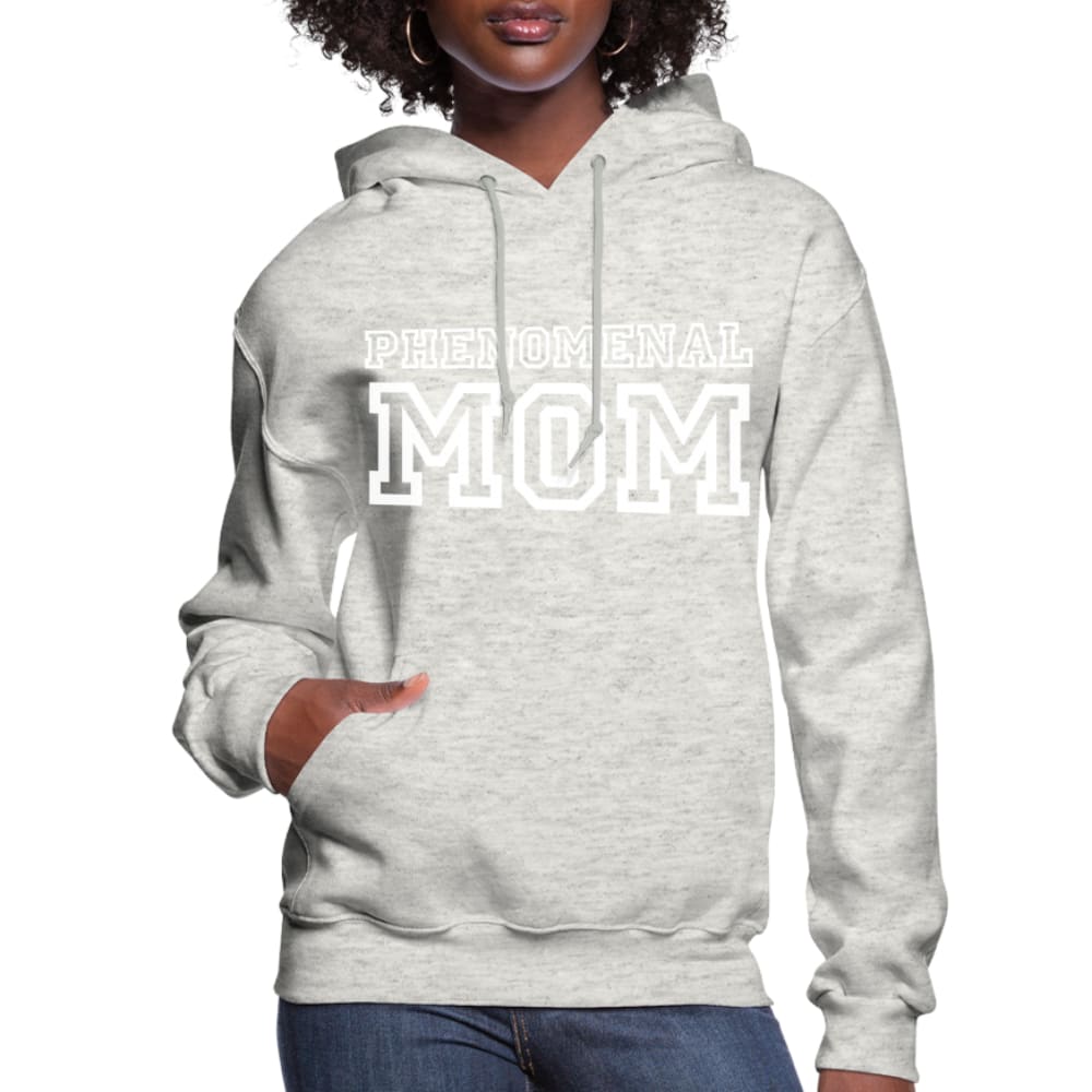 A stylish women's pullover hoodie featuring a graphic design celebrating moms, with a drawstring hood and ribbed cuffs.