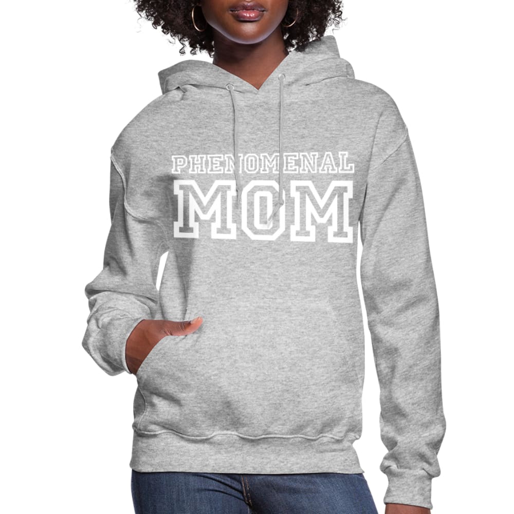 A stylish women's pullover hoodie featuring a graphic design celebrating moms, with a drawstring hood and ribbed cuffs.