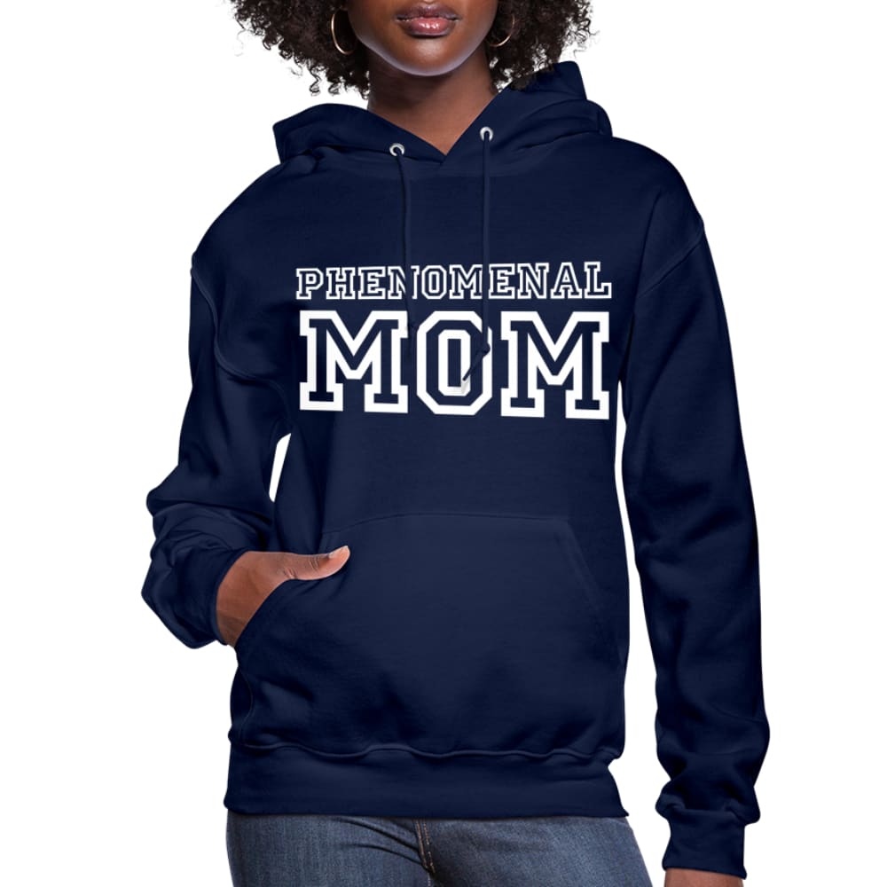 A stylish women's pullover hoodie featuring a graphic design celebrating moms, with a drawstring hood and ribbed cuffs.