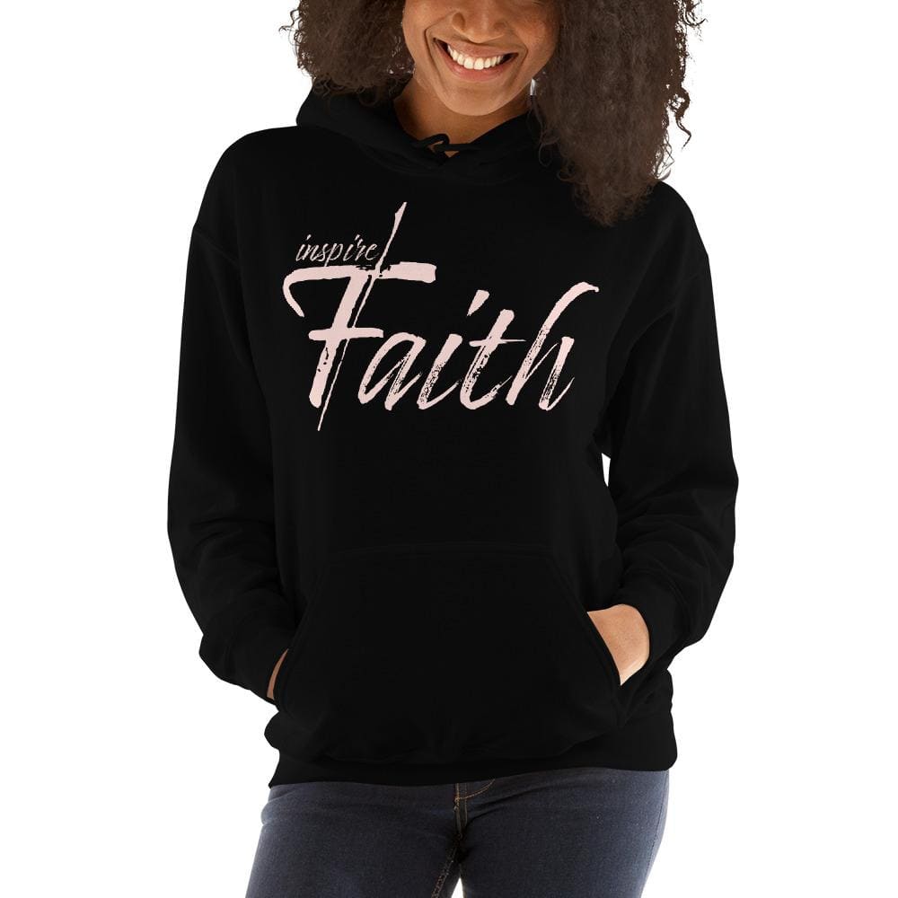 Women's pink pullover hoodie with graphic design, featuring a double-lined hood and front pouch pocket.