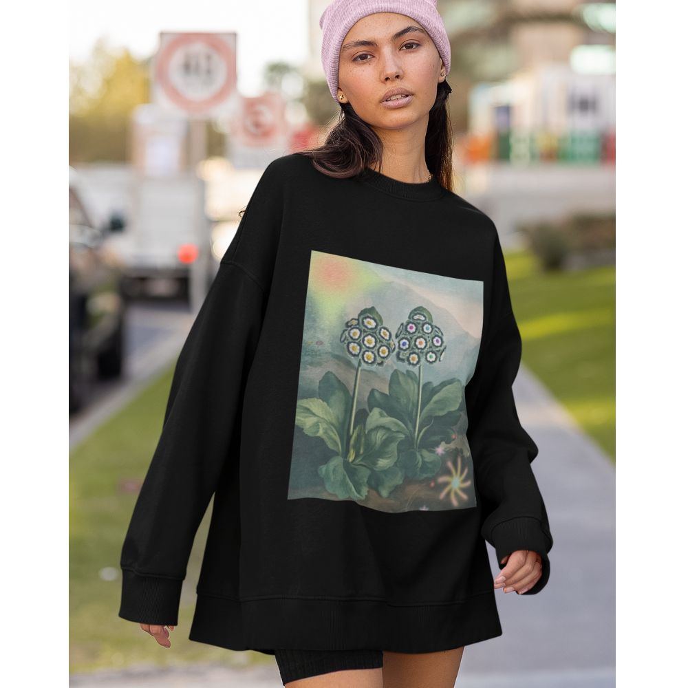 Womens Majestic Life Of Plants Sweatshirt featuring a loose fit and soft fabric, perfect for casual wear.