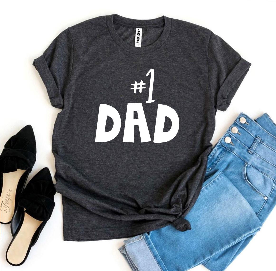 A stylish #1 Dad T-shirt made from premium ring spun cotton, featuring a bold flex print design celebrating fatherhood.