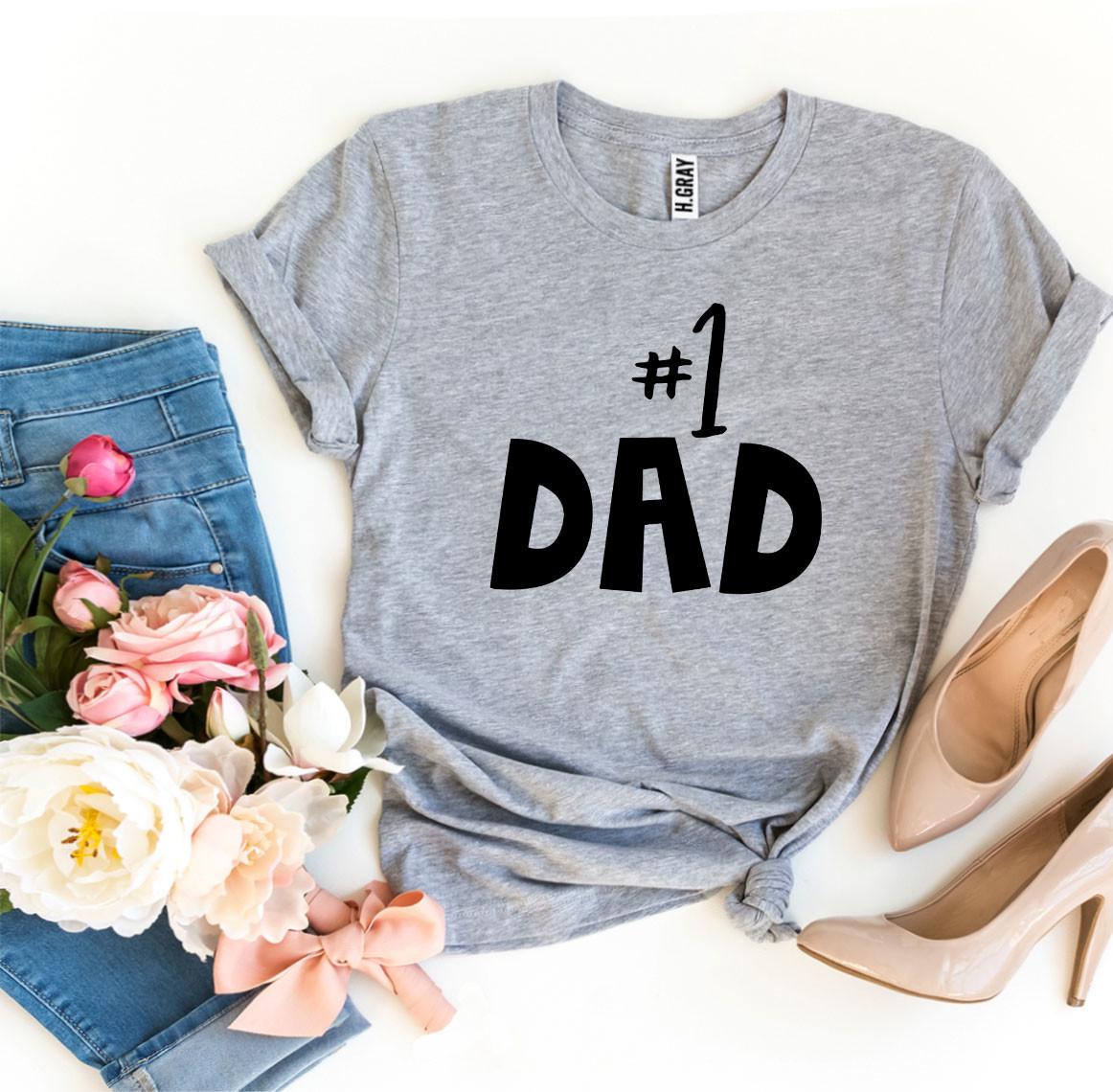 A stylish #1 Dad T-shirt made from premium ring spun cotton, featuring a bold flex print design celebrating fatherhood.