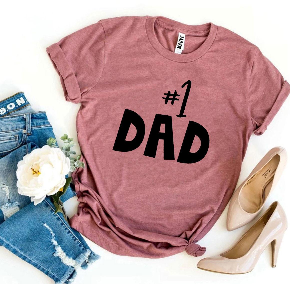 A stylish #1 Dad T-shirt made from premium ring spun cotton, featuring a bold flex print design celebrating fatherhood.