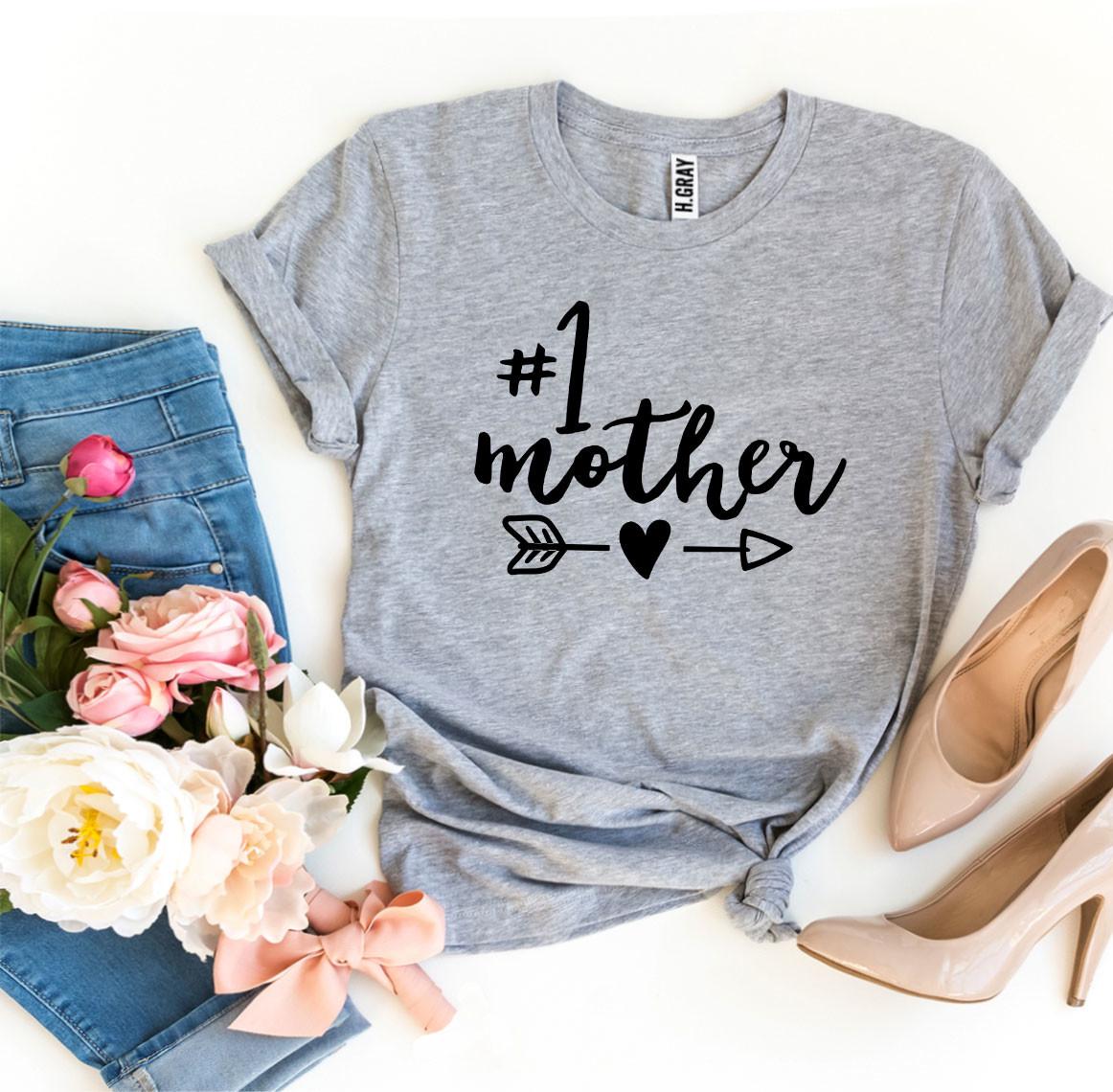 A stylish #1 Mother T-shirt made from premium ring spun cotton, featuring a soft textile flex print design.