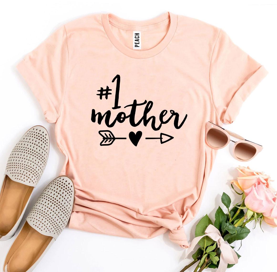 A stylish #1 Mother T-shirt made from premium ring spun cotton, featuring a soft textile flex print design.