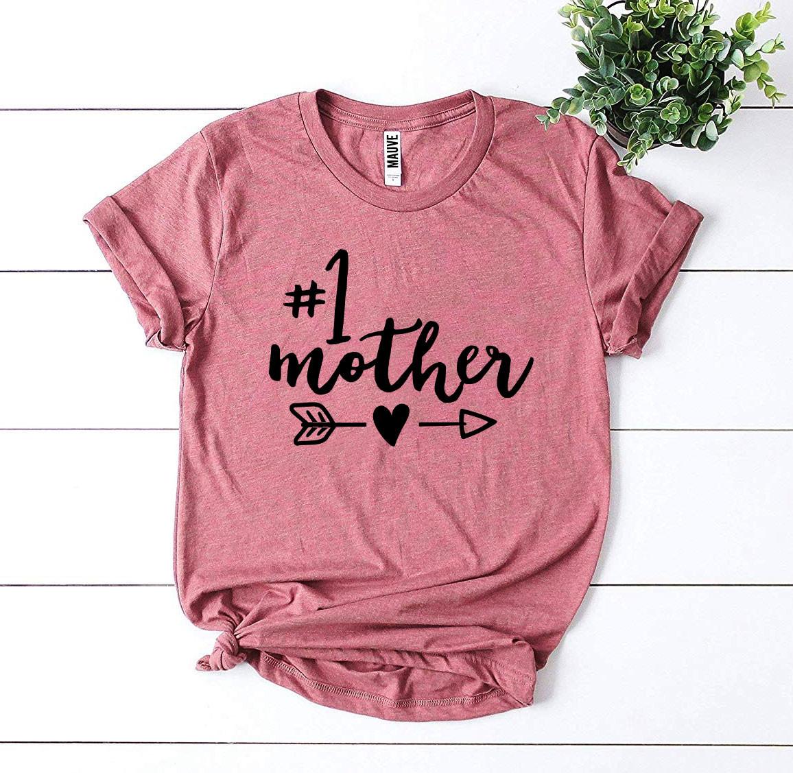 A stylish #1 Mother T-shirt made from premium ring spun cotton, featuring a soft textile flex print design.