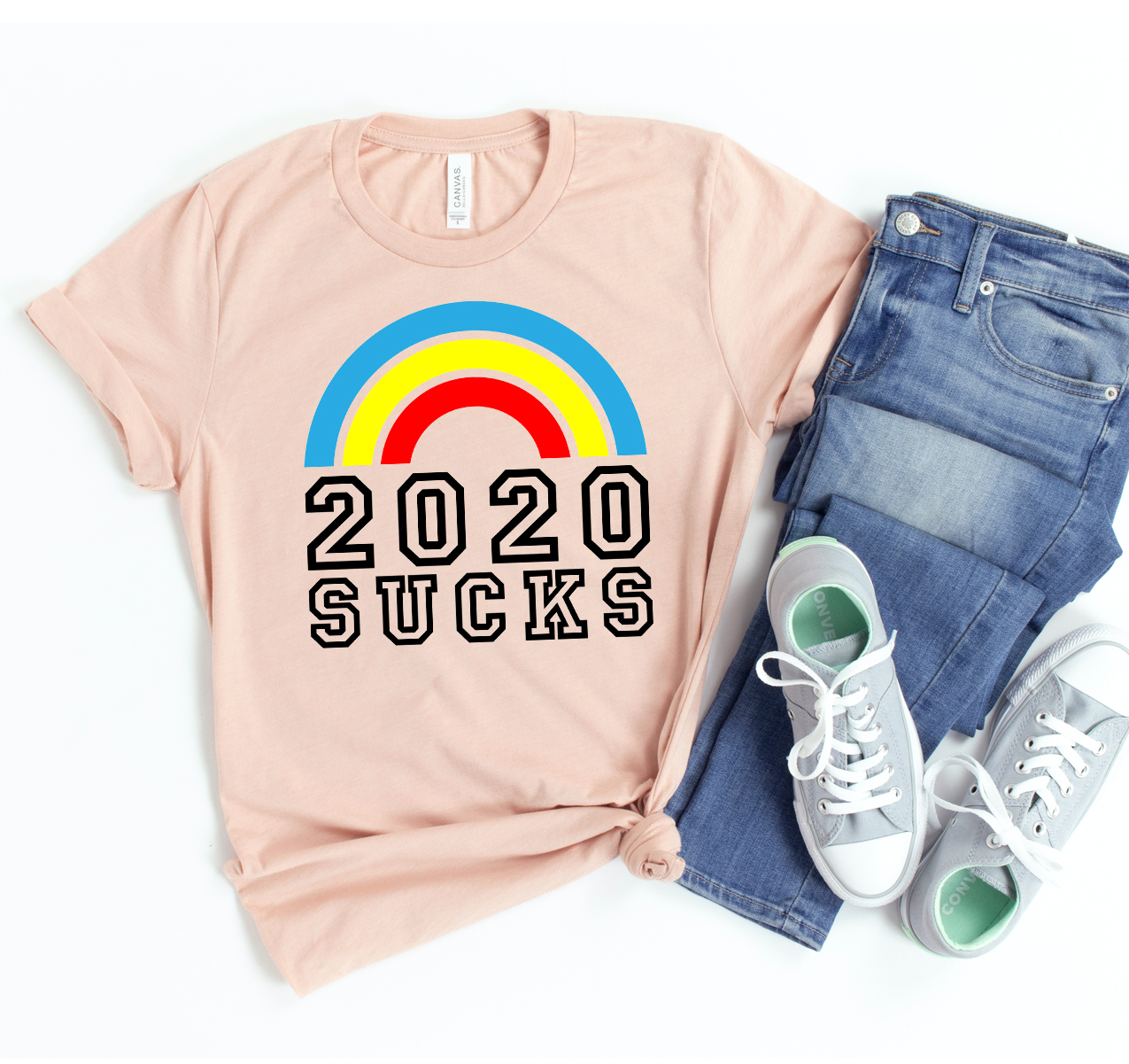 2020 Sucks T-shirt in classic unisex style, made from soft airlume cotton, available in various sizes.