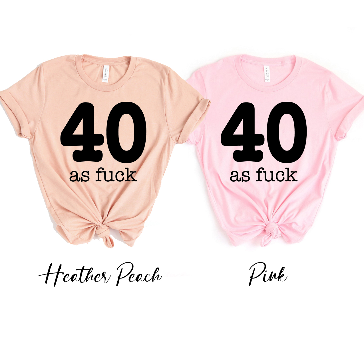 A stylish unisex 40 As Fuck T-shirt made from soft airlume cotton, featuring a bold graphic design.